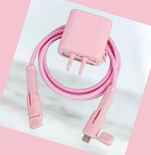 Pink silicone charger cable - pink, charger/cable